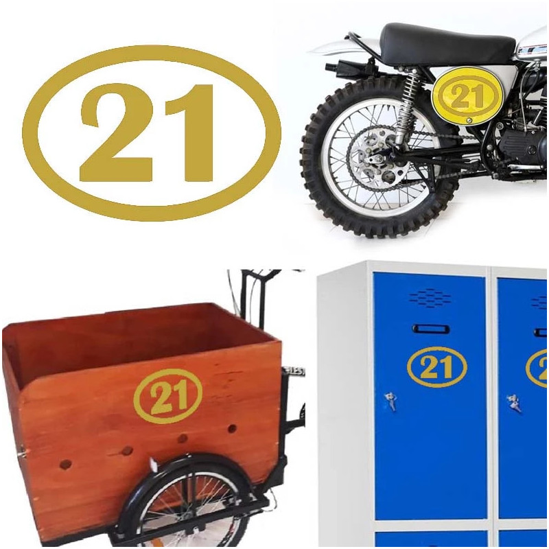 numero 21 versión v1 oval, pegatina de vinilo