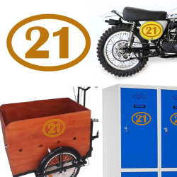 numero 21 versión v1 oval, pegatina de vinilo