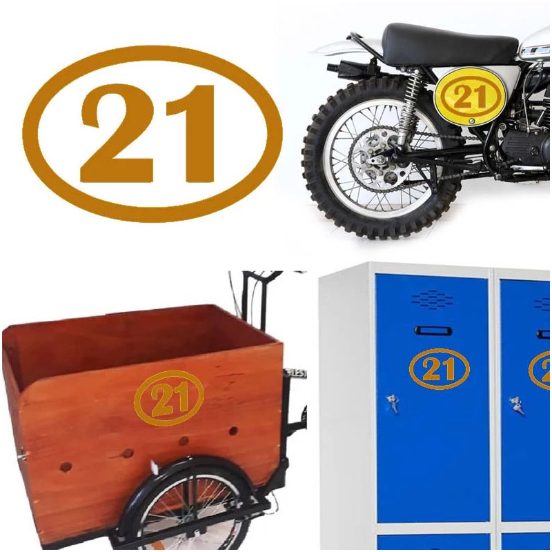 numero 21 versión v1 oval, pegatina de vinilo