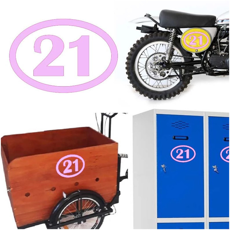 numero 21 versión v1 oval, pegatina de vinilo