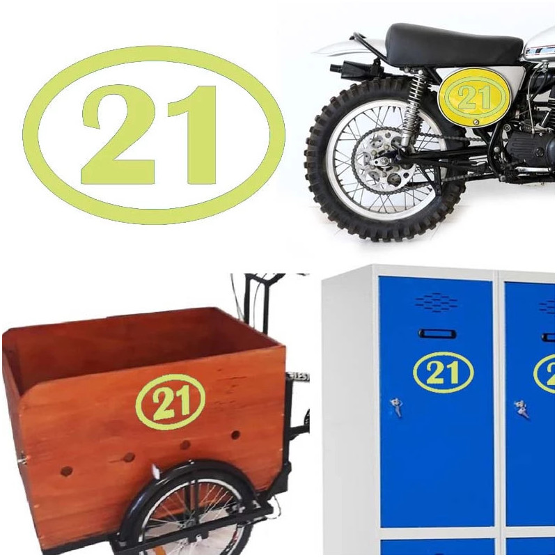 numero 21 versión v1 oval, pegatina de vinilo