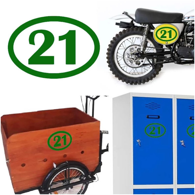 numero 21 versión v1 oval, pegatina de vinilo