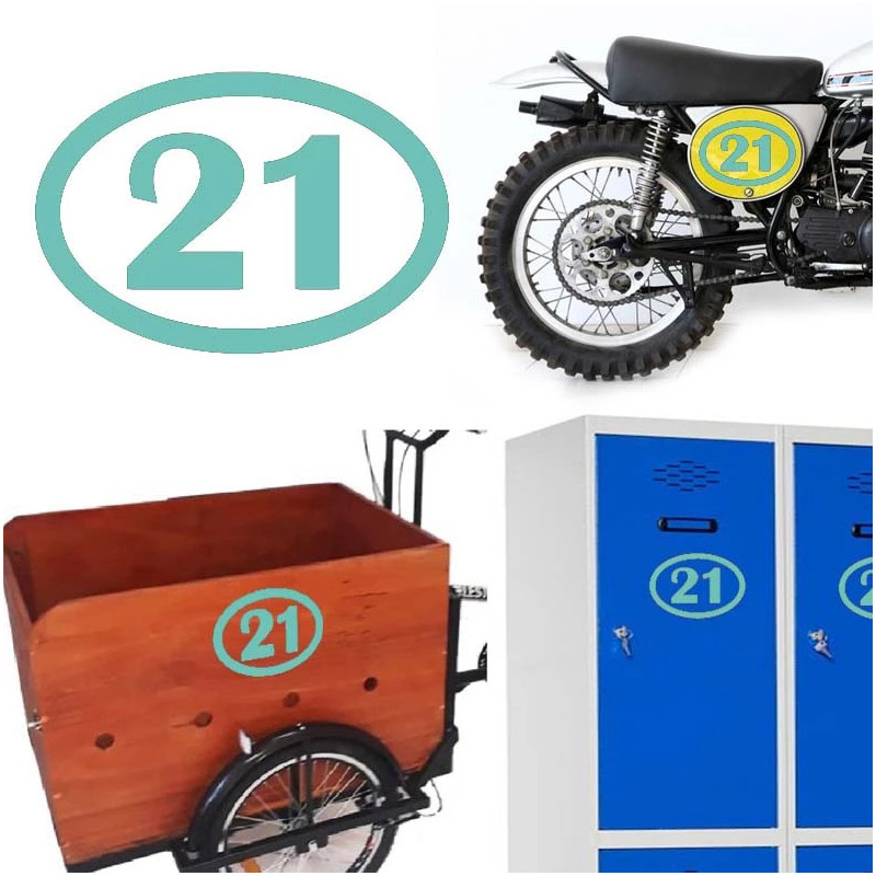 numero 21 versión v1 oval, pegatina de vinilo