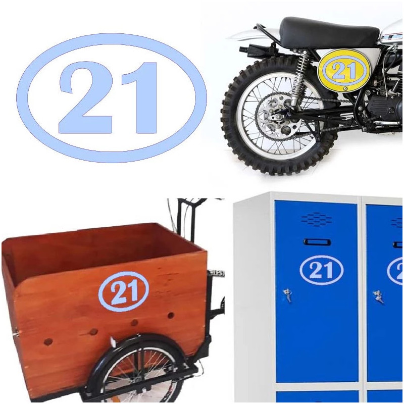 numero 21 versión v1 oval, pegatina de vinilo