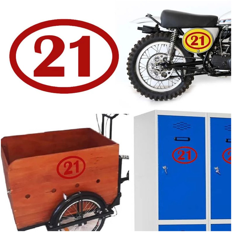 numero 21 versión v1 oval, pegatina de vinilo