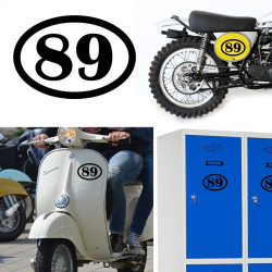 Numero 89 oval, pegatina de vinil