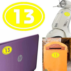 numero 13 versión v02 oval, pegatina de vinilo