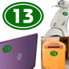 numero 13 versión v02 oval, pegatina de vinilo