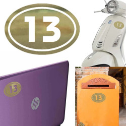 numero 13 versión v02 oval, pegatina de vinilo