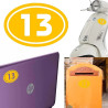 numero 13 versión v02 oval, pegatina de vinilo