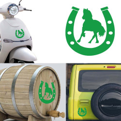 Pegatina de vinilo Herradura y caballo versión II,