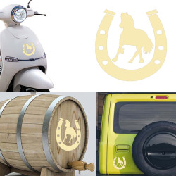 Pegatina de vinilo Herradura y caballo versión II,