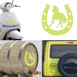 Pegatina de vinilo Herradura y caballo versión II,
