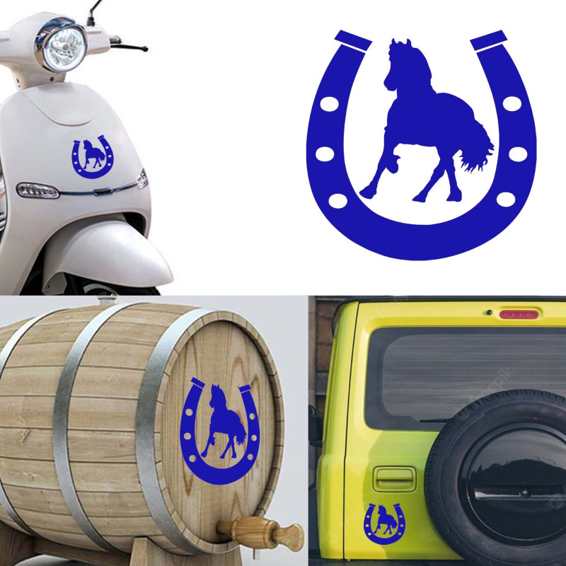 Pegatina de vinilo Herradura y caballo versión II,
