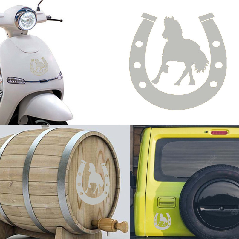 Pegatina de vinilo Herradura y caballo versión II,