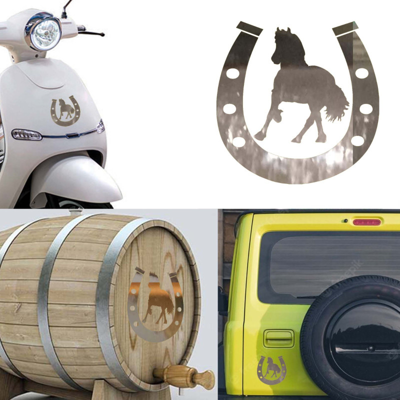 Pegatina de vinilo Herradura y caballo versión II,