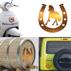Pegatina de vinilo Herradura y caballo versión II,