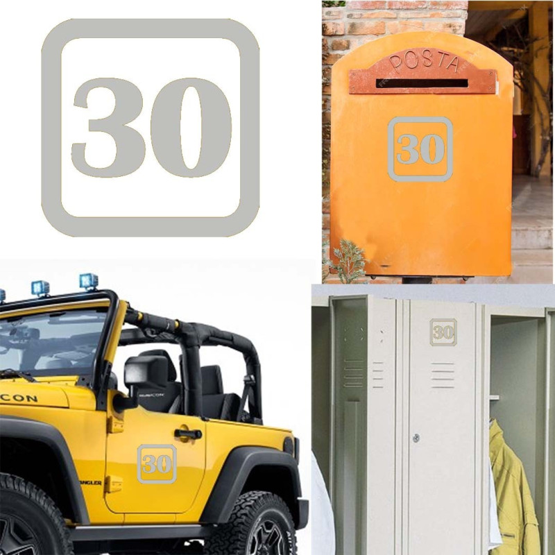 Pegatina de vinilo numero 30 versión v1sq,