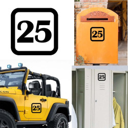 Pegatina de vinilo numero 25 versión v1sq,