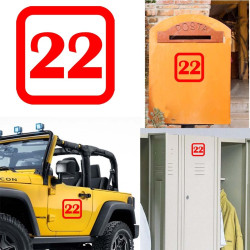 Pegatina de vinilo numero 22 versión v1sq,