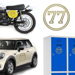 Pegatina de vinilo numero 77 versión vii,