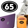 Numero 65 version v02 oval, pegatina de vinilo