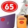 Numero 65 version v02 oval, pegatina de vinilo