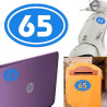 Numero 65 version v02 oval, pegatina de vinilo