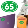 Numero 65 version v02 oval, pegatina de vinilo