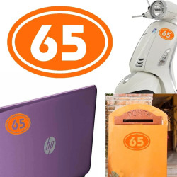 Numero 65 version v02 oval, pegatina de vinilo