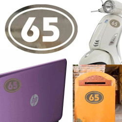 Numero 65 version v02 oval, pegatina de vinilo