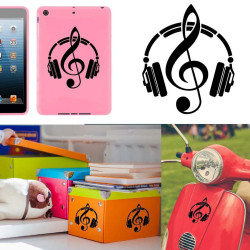 Auricular, musica, pegatina de vinilo