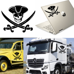 pegatina de vinilo Calavera Pirata v7 XS