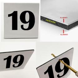 NUMERO 19 Cartel panel sandwich 3 mm, (aluminio+polietileno+aluminio)