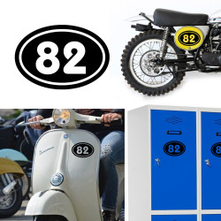 Numero 82 V2 oval, pegatina de vinilo