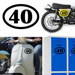 Numero 40  v1 oval, pegatina de vinilo