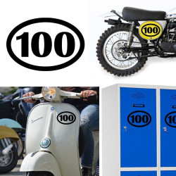 Numero 100 v1 oval, pegatina de vinilo
