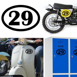 Numero 29 v1 oval, pegatina de vinilo