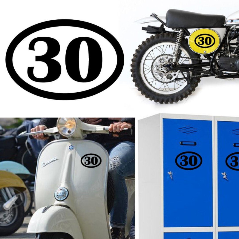 Numero 30 v1 oval, pegatina de vinilo