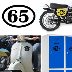 numero 65 oval, pegatina de vinilo