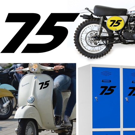 Numero 75, pegatina de vinilo versión v2 racing