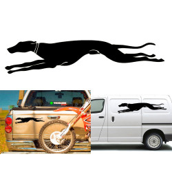Galgo corriendo, pegatina de vinilo versión collar izda