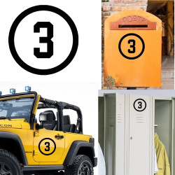 NUMBER 3 sticker vinyl cut.  3 vers.III