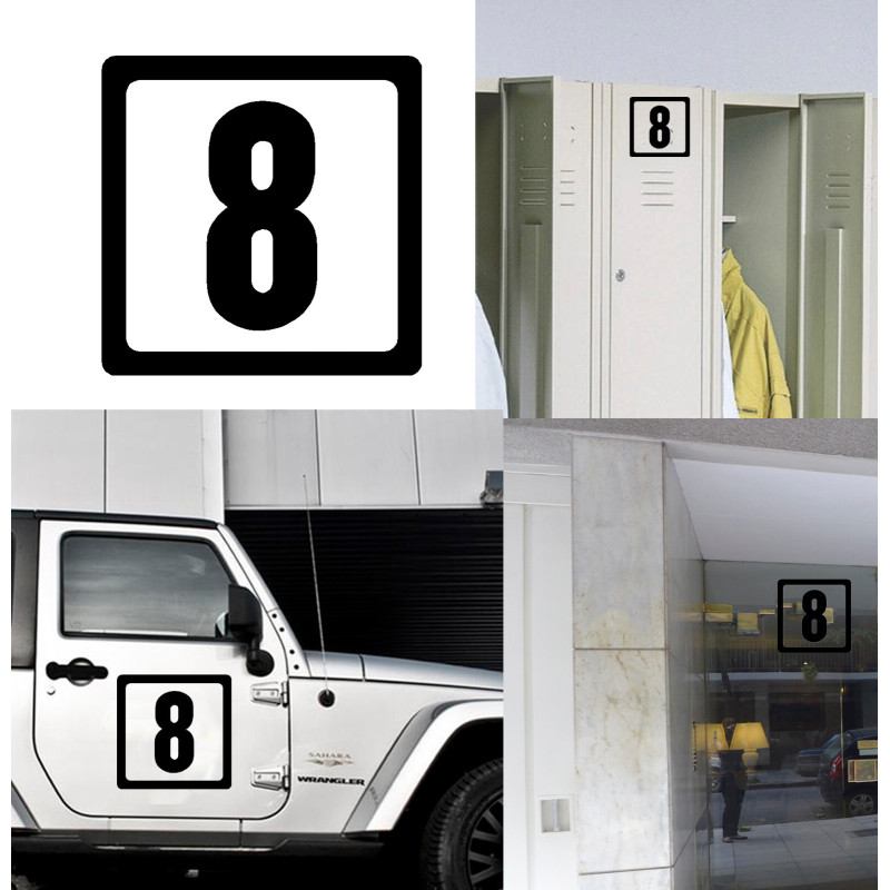 NUMERO 8, Pegatina vinilo de corte  vIII,
