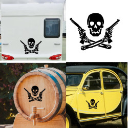 Calavera Pirata GUN, pegatina de vinilo