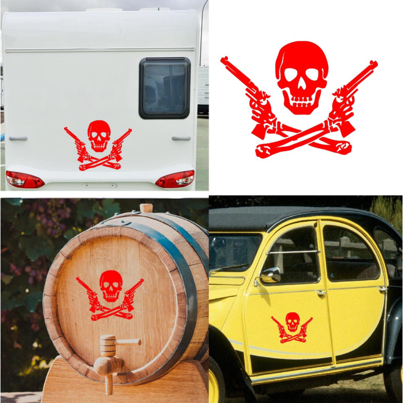 Calavera Pirata GUN, pegatina de vinilo