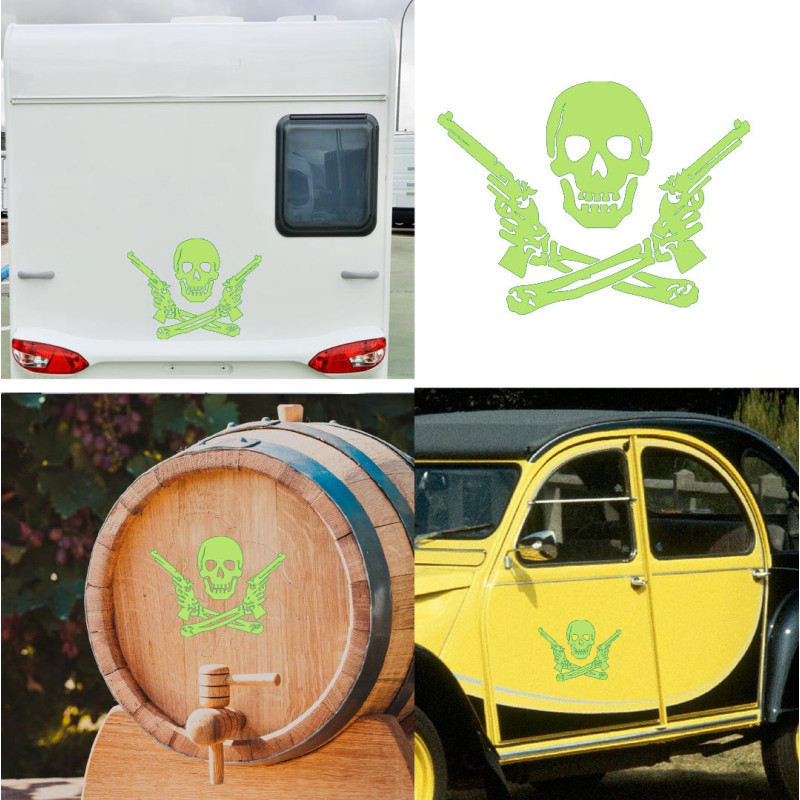 Calavera Pirata GUN, pegatina de vinilo