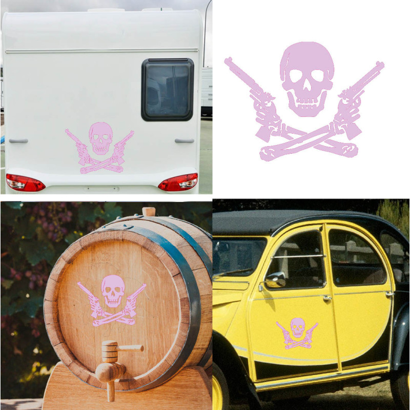 Calavera Pirata GUN, pegatina de vinilo