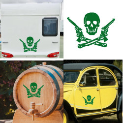 Calavera Pirata GUN, pegatina de vinilo