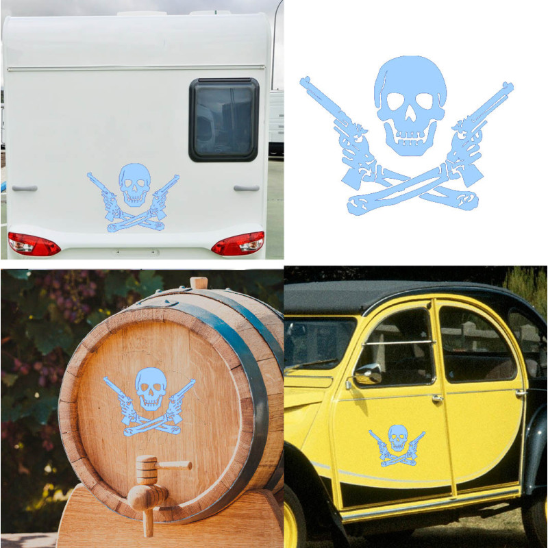 Calavera Pirata GUN, pegatina de vinilo